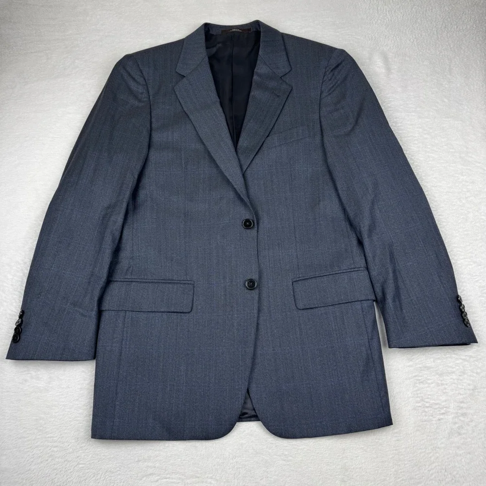 Joseph Abboud Suit Mens 38R W32 Blue Glen Plaid Super 120s Wool 2-Piece Pleated